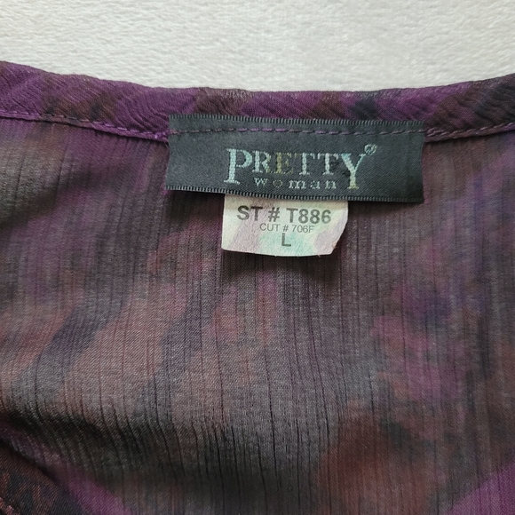 🔴 2/$20 PRETTY WOMEN Purple Top/Blouse Sheer With Jewels - Picture 10 of 11